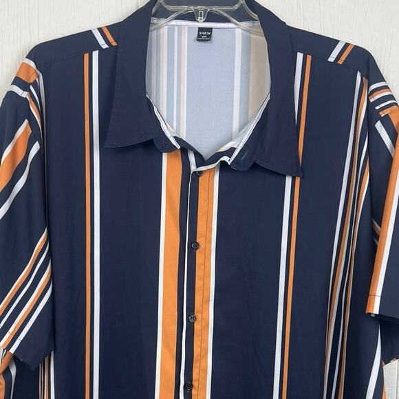 SHEIN shirt men’s 6XL blue/gold stripe NWOT measures like a 3XL - Picture 3 of 7